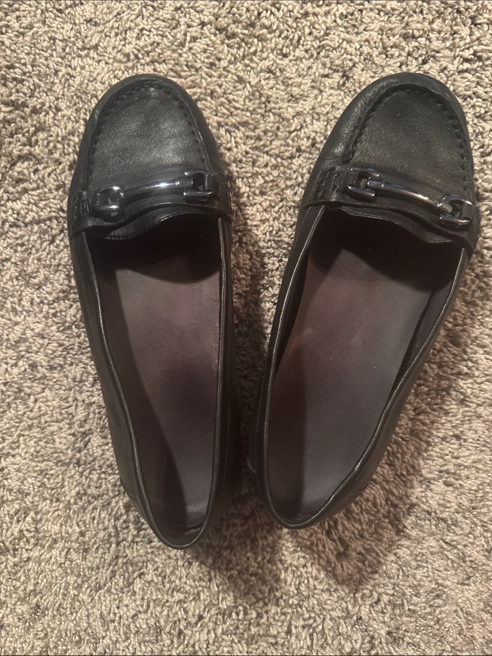 Vionic Black Leather Bit-Detail Slip-On Loafers